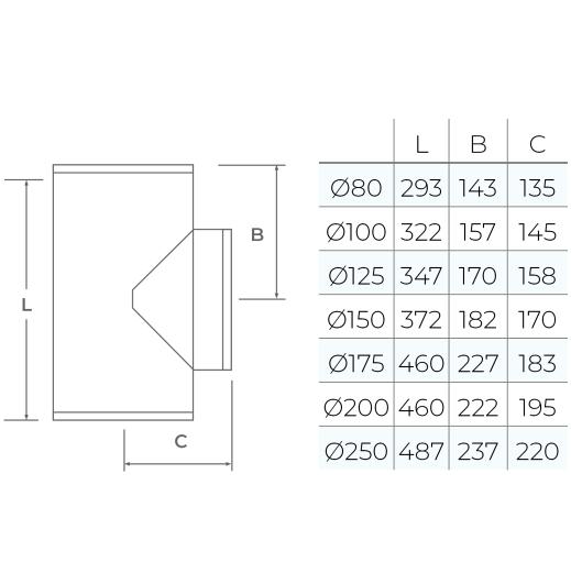 37-150-035 - TWPro MB - 90° Tee - Ø 150