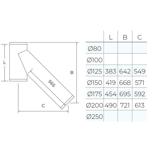 37-150-044 - TWPro MB - Long 135° Tee - Ø 150