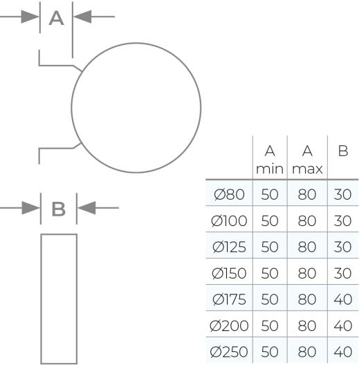 58-150-051 - TWPro MB - Wall Support 50-80mm - Ø 150