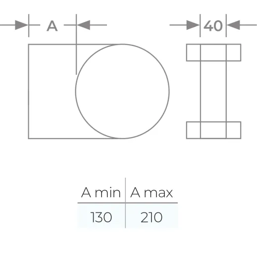 58-125-053 - TWPro MB - Wall Support 130-210mm - Ø 125