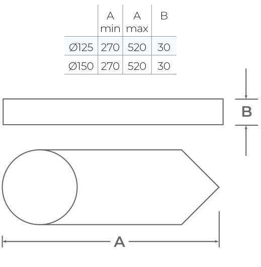 58-125-056 - TWPro MB - Wall Support Corner 270-520mm - Ø 125