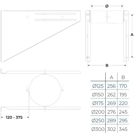 58-150-161 - TWPro MB - LONG Retro Fit Base Support - 150 Ø
