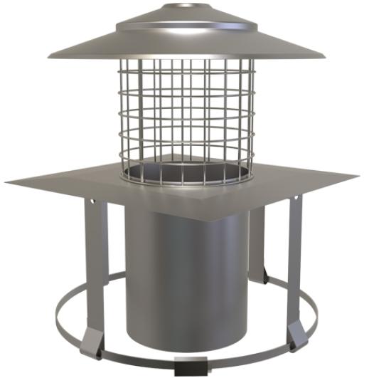 20-125-SPHCM - MI-FLEX Square Pot Hanging Cowl (Natural) - Ø 125
