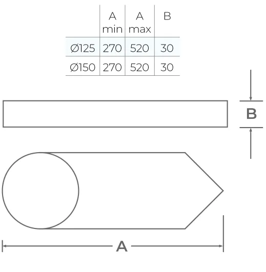 58-150-056 - TWPro MB - Wall Support Corner 270-520mm - Ø 150
