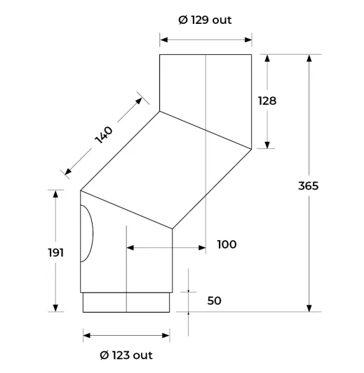 67-125-046 - Stove Off Set with Door - Ø 125mm