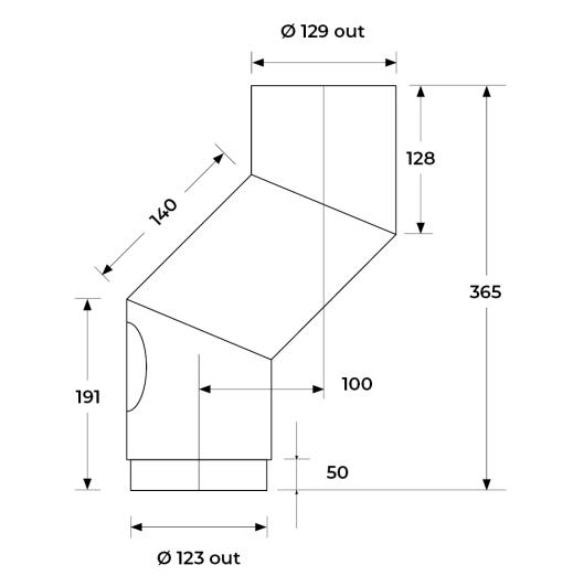 67-125-046 - Stove Off Set with Door - Ø 125mm