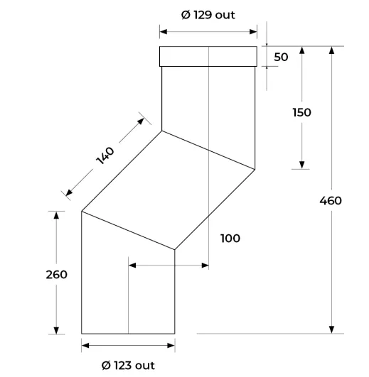 67-125-047 - Stove Offset with Adj Pipe - Ø 125mm