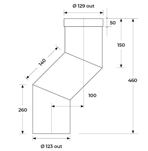 67-125-047 - Stove Offset with Adj Pipe - Ø 125mm