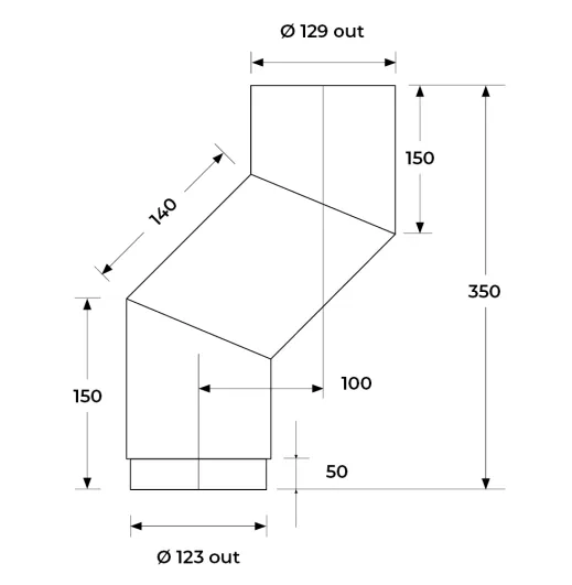 67-125-048 - Short Stove Off Set - Ø 125mm