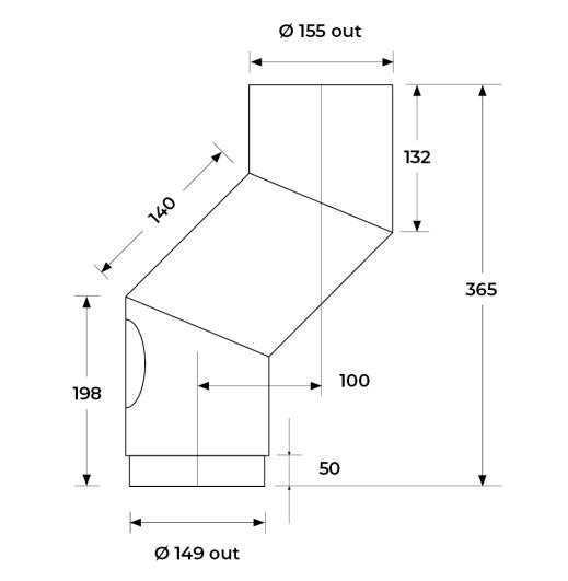 67-150-046 - Stove Off Set with Door - Ø 150mm