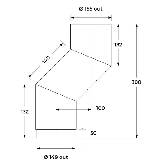 67-150-048 - Short Stove Off Set - Ø 150mm