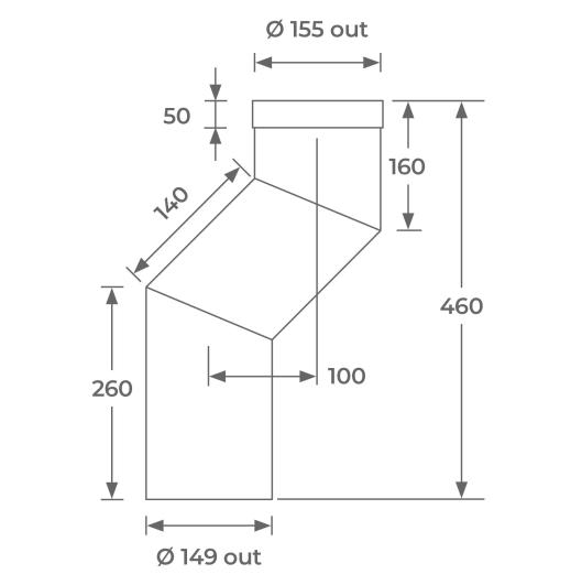 67-150-047 - Stove Offset with Adj Pipe - Ø 150mm
