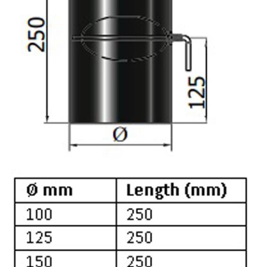 67-125-003 - 250mm Pipe with Damper - Ø 125mm