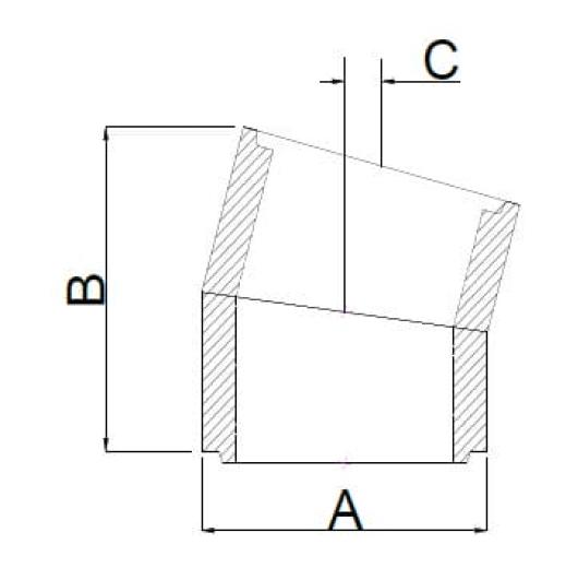 150mm i/d 15 Degree rebated bend